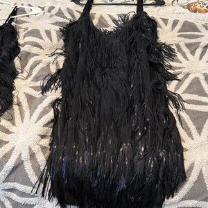 Fashion Nova Black Fringe Mini Dress